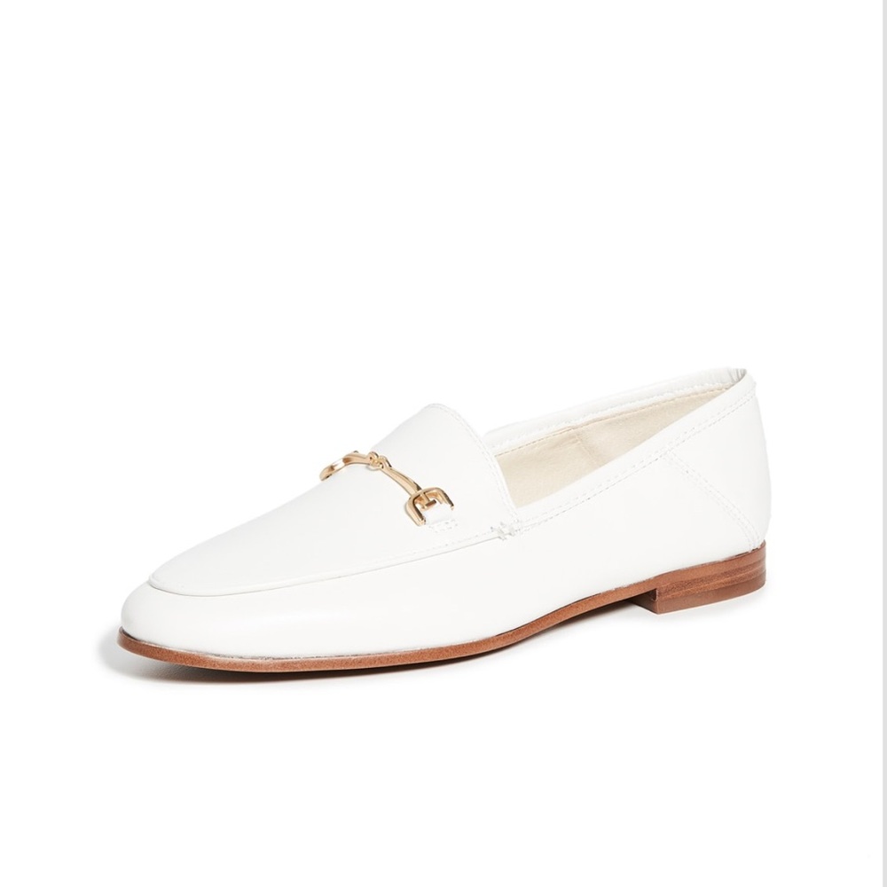 Elegant White Loafers with Gold Accent